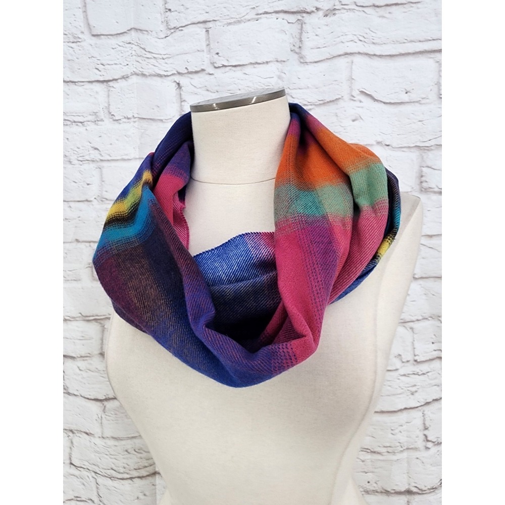 Cashmink Infinity Scarf Rainbow Plaid Bright Colorful Ultra Soft Germany